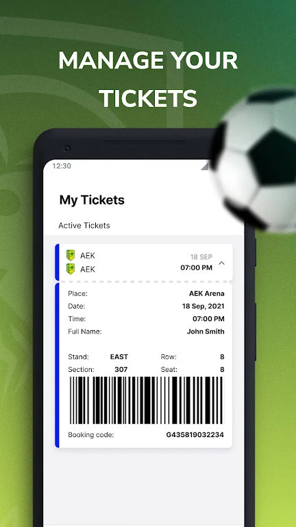 Schermata Aek tickets 2