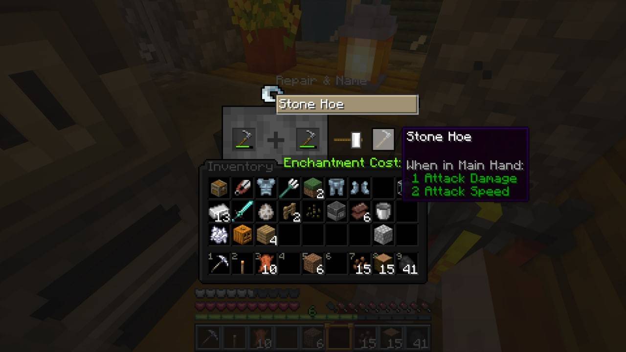 Repair items in Minecraft