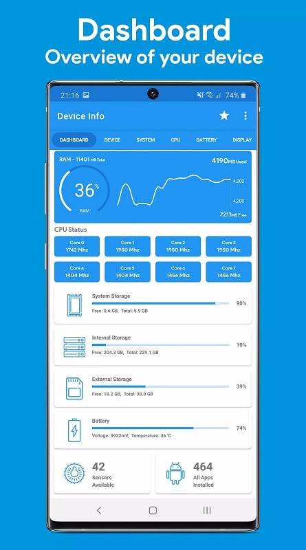 Device Info: System & CPU Info ဖန်သားပြင်ဓာတ်ပုံ 2