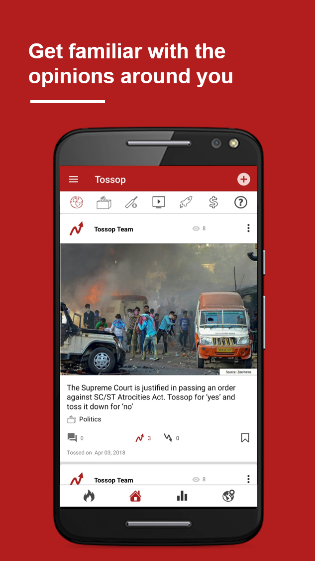 Tossop – Opinion Sharing & Learning App Captura de pantalla 1