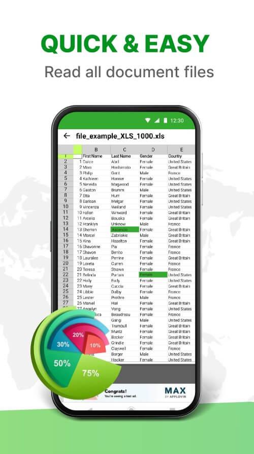 XLSX Reader Tangkapan skrin 0