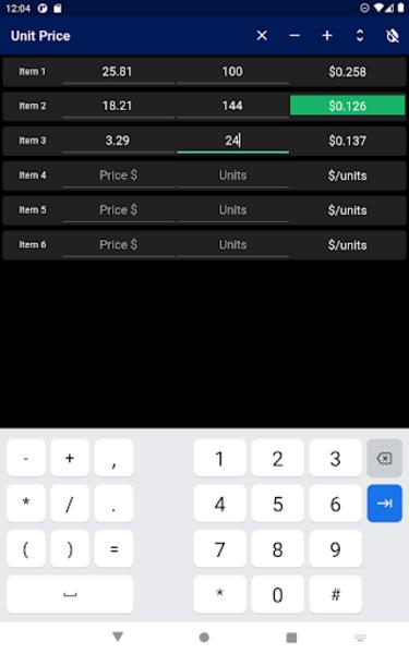 Unit Price Comparison Screenshot 3