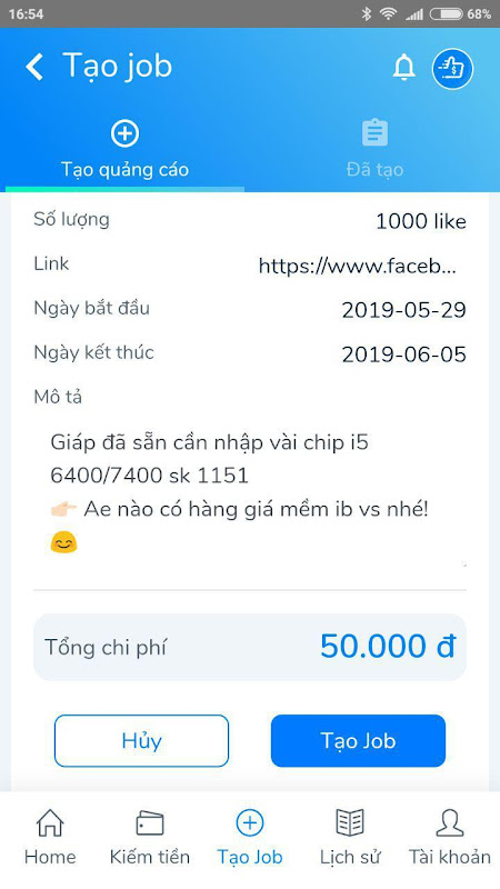 Golike - Kiếm Tiền Online Từ MXH スクリーンショット 1