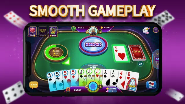 Gin Rummy Elite: Online Game Tangkapan skrin 1