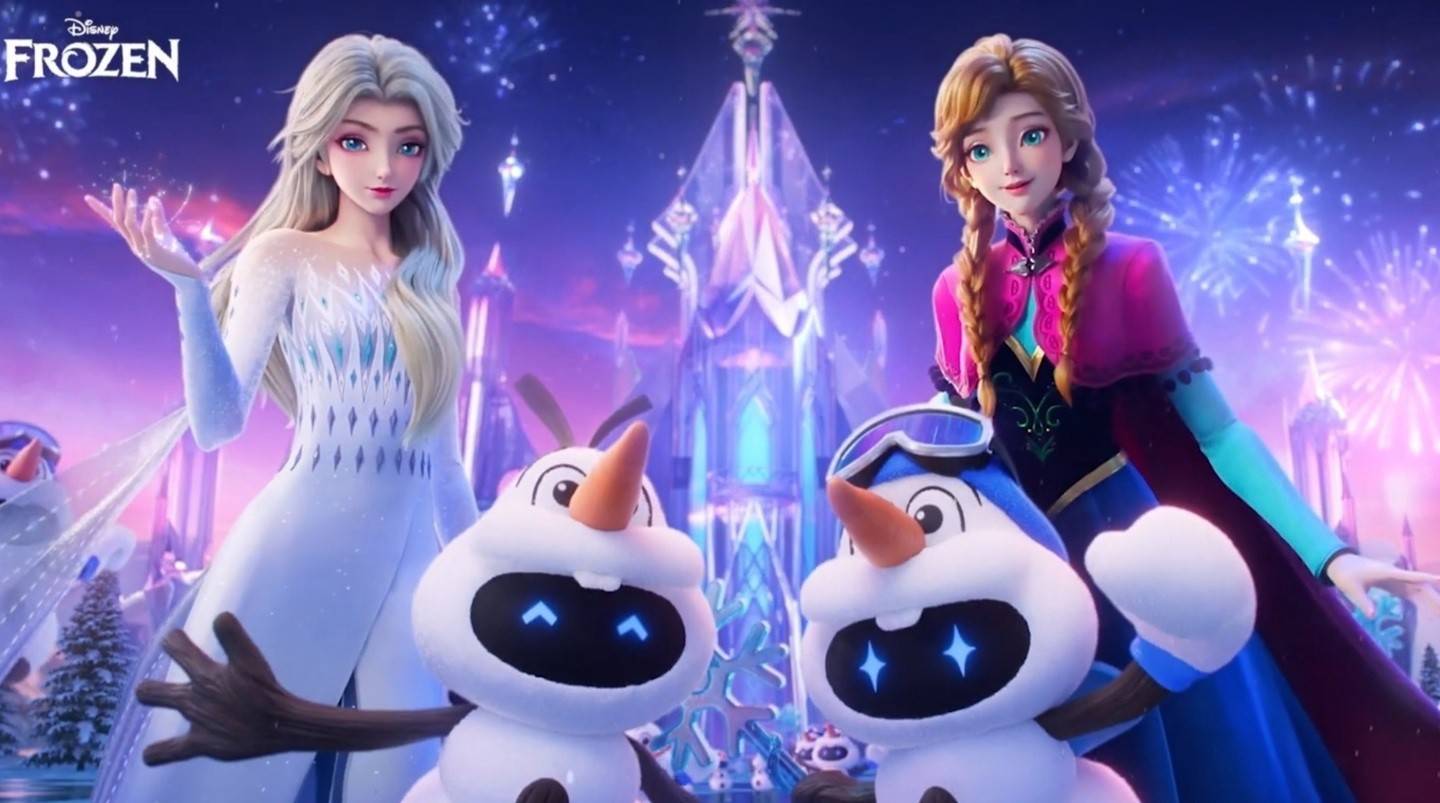 Elsa, Anna, Olaf de Frozen apporte l'hiver en l'honneur des rois en Chine