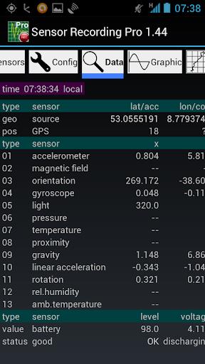 Schermata Sensor Recording Lite 2