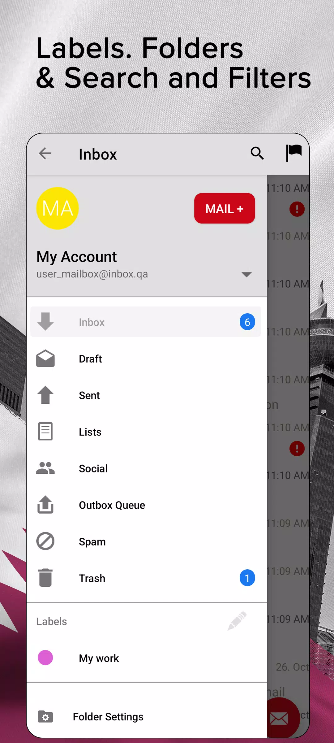 Inbox.qa email Captura de pantalla 1