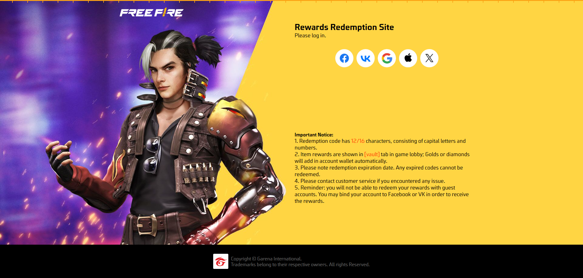 Free Fire MAX - Redeem Code Process