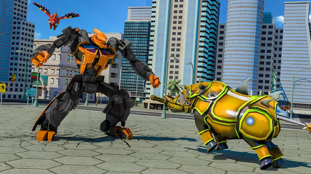 Flying Rhino Robot Transform: Robot War Games Screenshot 1