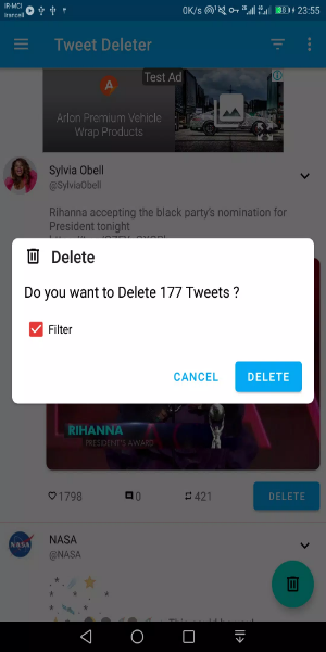 Tweet Deleter - Delete Your Tweets स्क्रीनशॉट 0