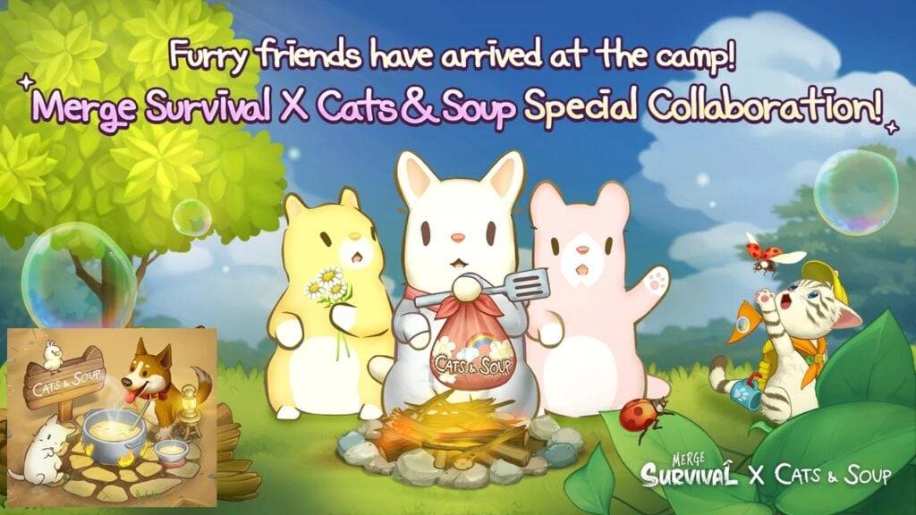 Geniet van een schattige groep Cats 'Daily Lives in the Merge Survival X Cats & Soup Collab!