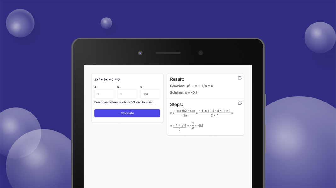 Quadratic Formula Calculator Ekran Görüntüsü 1