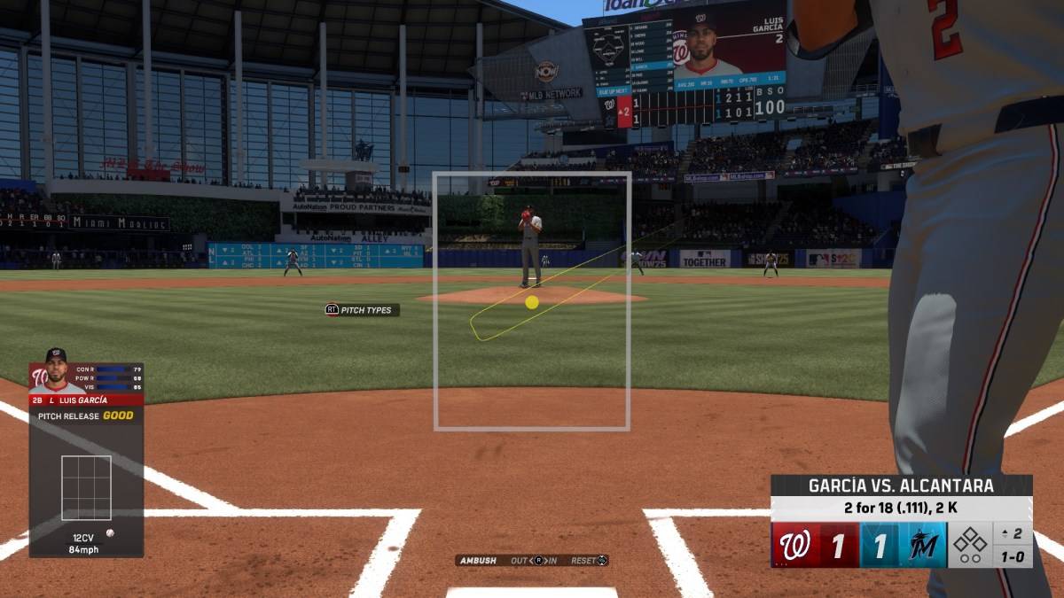 MLB The Show 25で最適な打撃設定に関する記事の一部としてバッターボックスに立つルイス・ガルシア