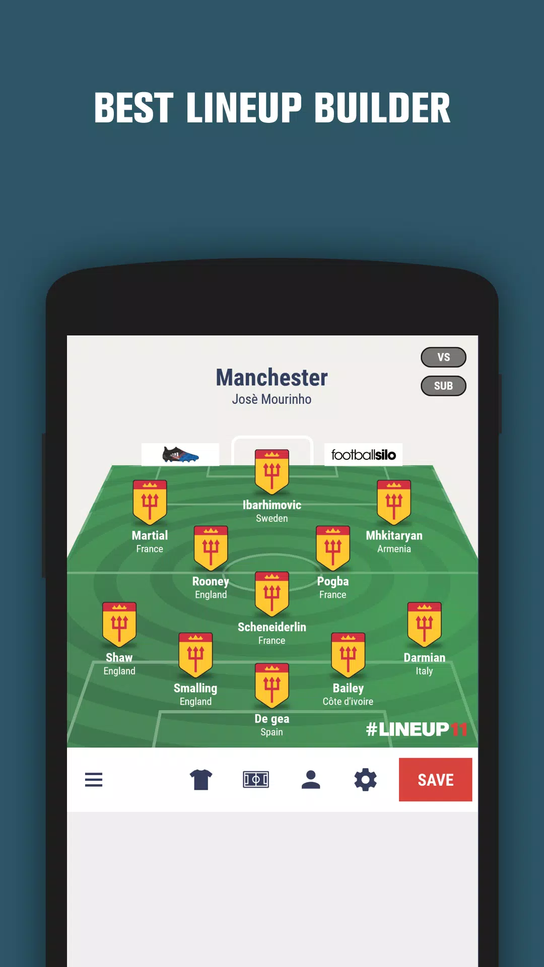 LINEUP11: Football Lineup Screenshot 1