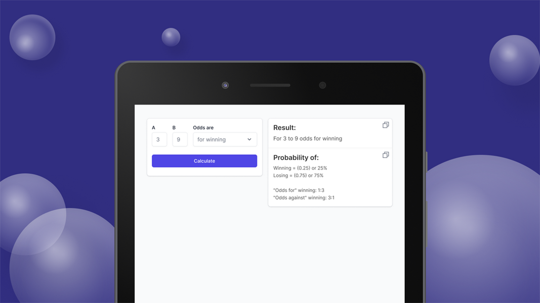 Odds Probability Calculator Captura de pantalla 1