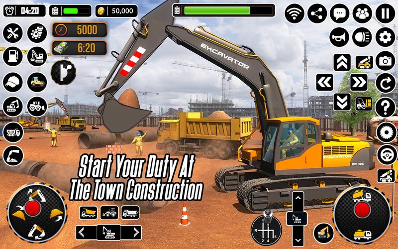 City Heavy Excavator Crane 3D Schermafbeelding 3