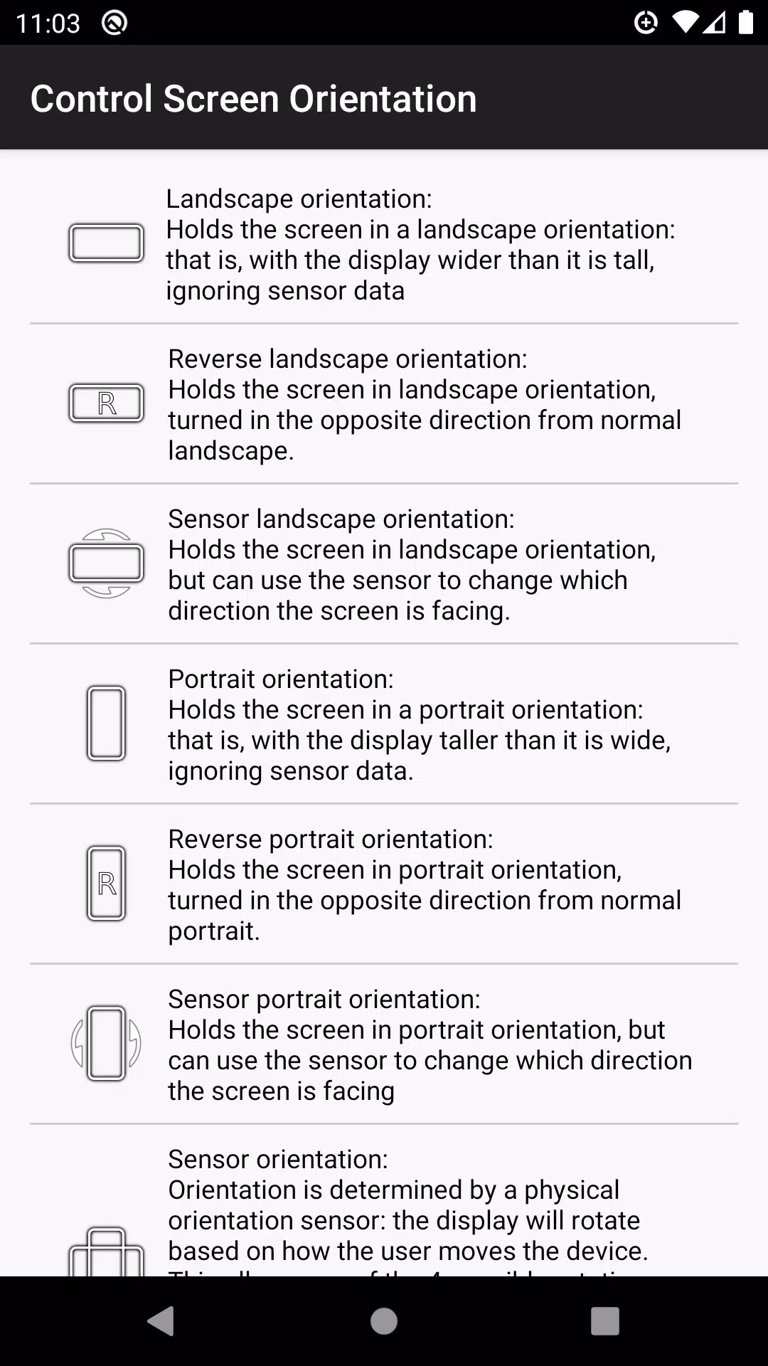 control screen rotation Screenshot 1