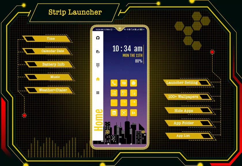 Strip Launcher - App lock स्क्रीनशॉट 1