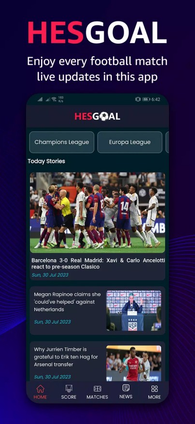 HesGoal - Live Football TV HD Tangkapan skrin 0