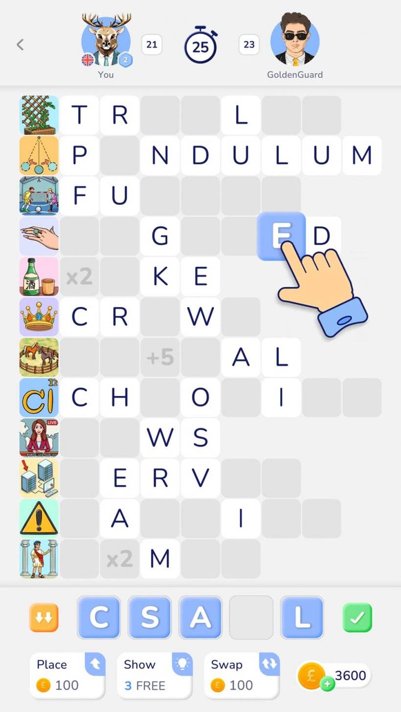 WordPix gameplay showing players guessing words from visual clues and revealed letters