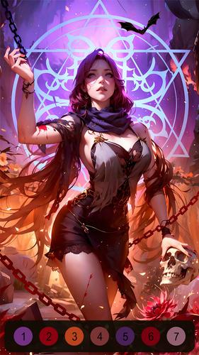 Halloween Witch Coloring Games ဖန်သားပြင်ဓာတ်ပုံ 0