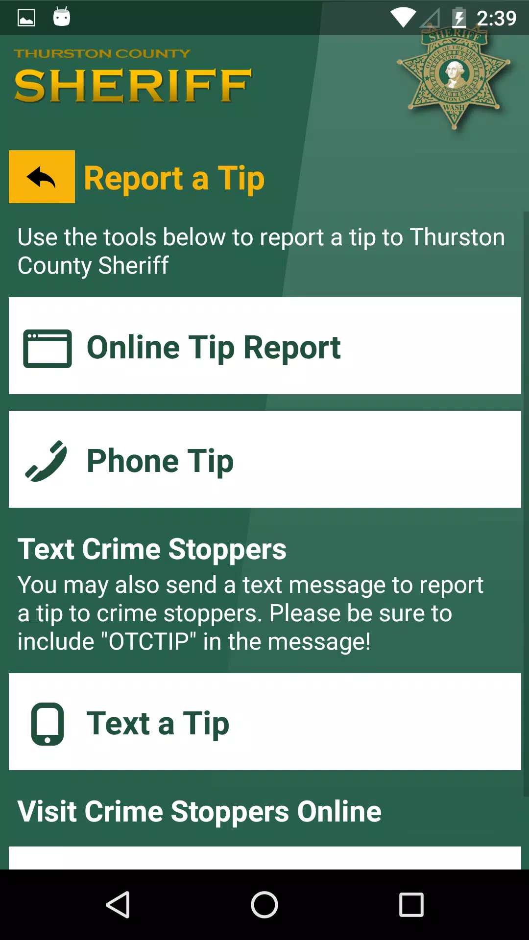 Schermata Thurston County Sheriff 1