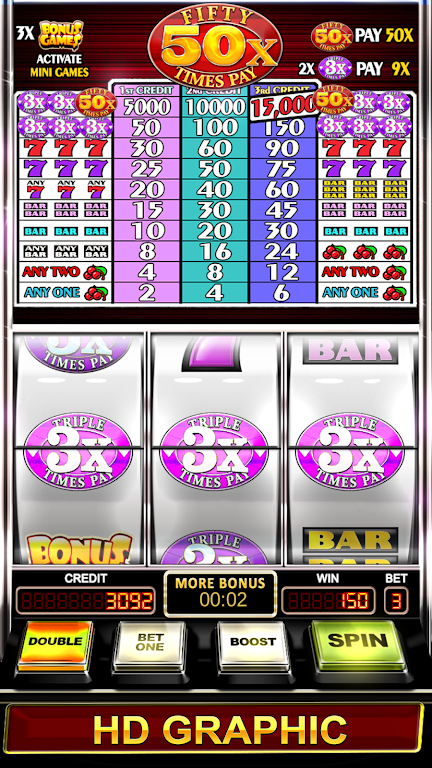 Triple Fifty Times Pay - Free Vegas Style Slots स्क्रीनशॉट 2