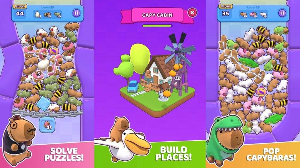 Capybara Stars is een nieuwe Match-3-puzzler waar je ook gezellige gebieden bouwt