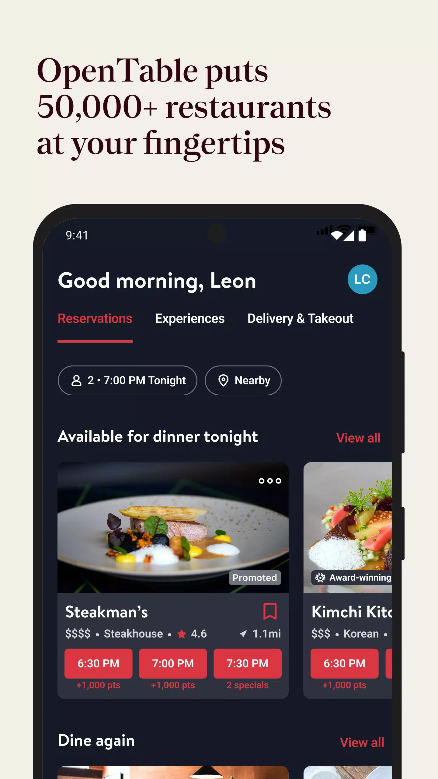 OpenTable Captura de pantalla 0
