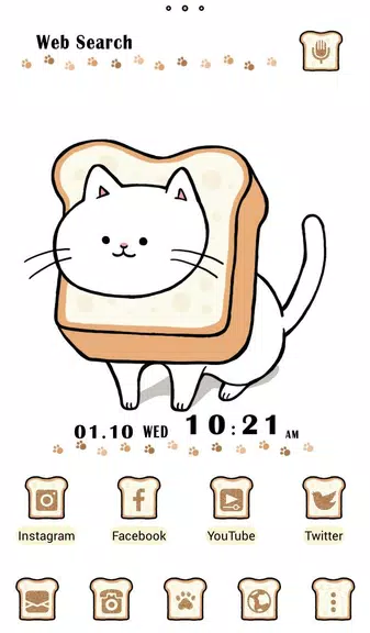 Cute Wallpaper Bread Cat Theme Schermafbeelding 0