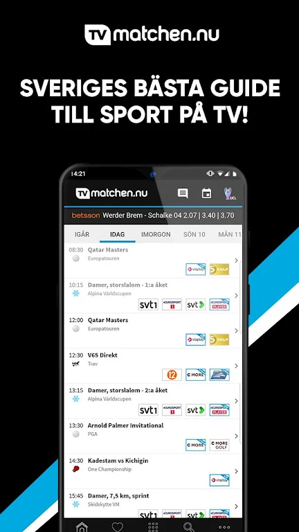 TVmatchen.nu - sport på TV Ekran Görüntüsü 0