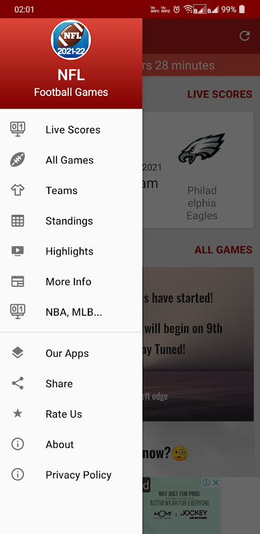 NFL 2024 Schedule Scores Capture d'écran 1