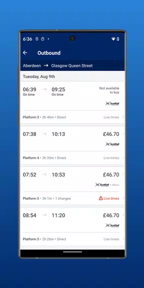 ScotRail Train Times & Tickets Schermafbeelding 1