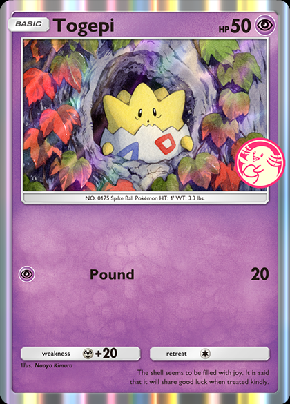 การ์ดโปรโมชั่น Togepi พร้อมไอคอน Chansey Pick ในPokémon TCG Pocket