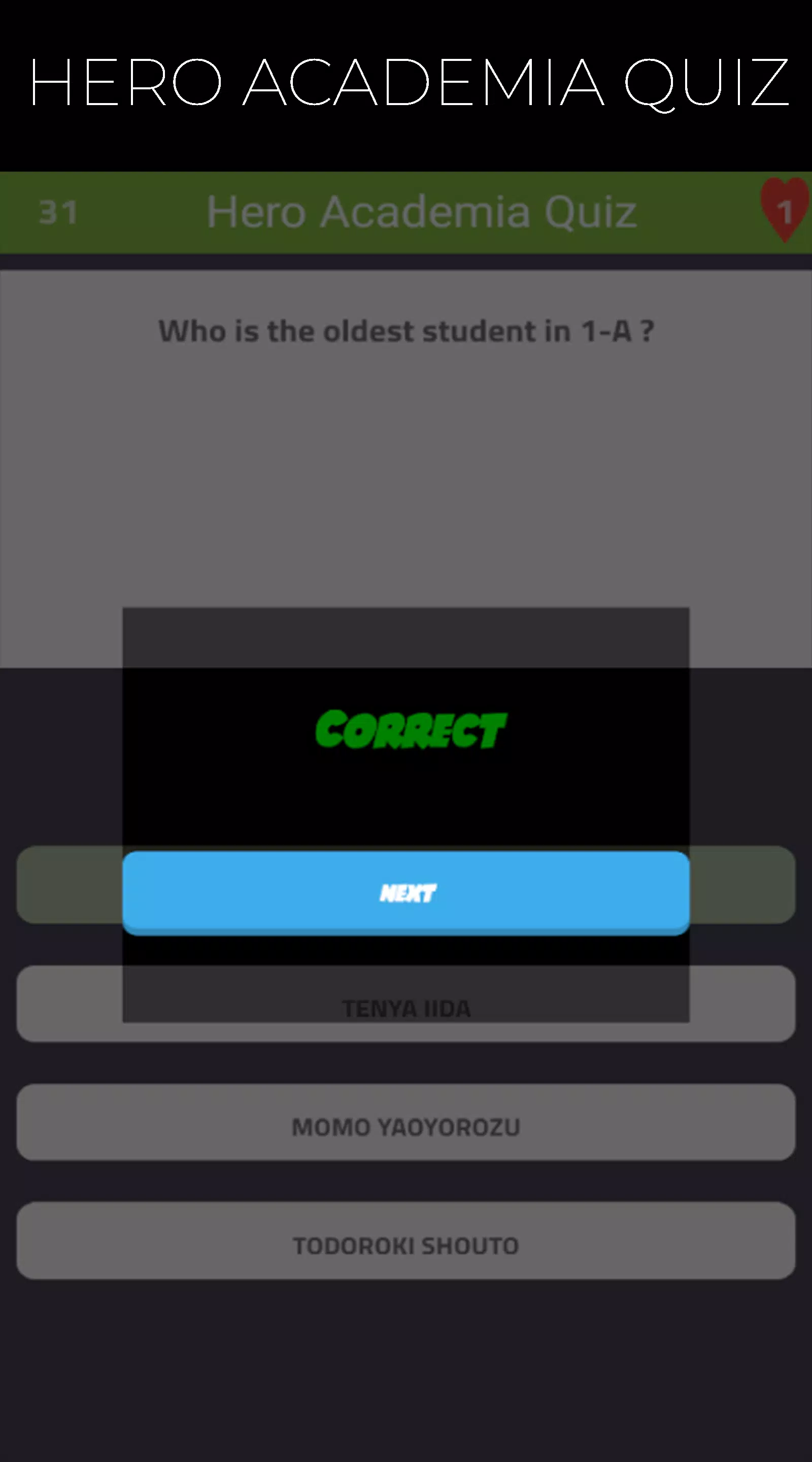 Quiz Game for Hero Academia Screenshot 1