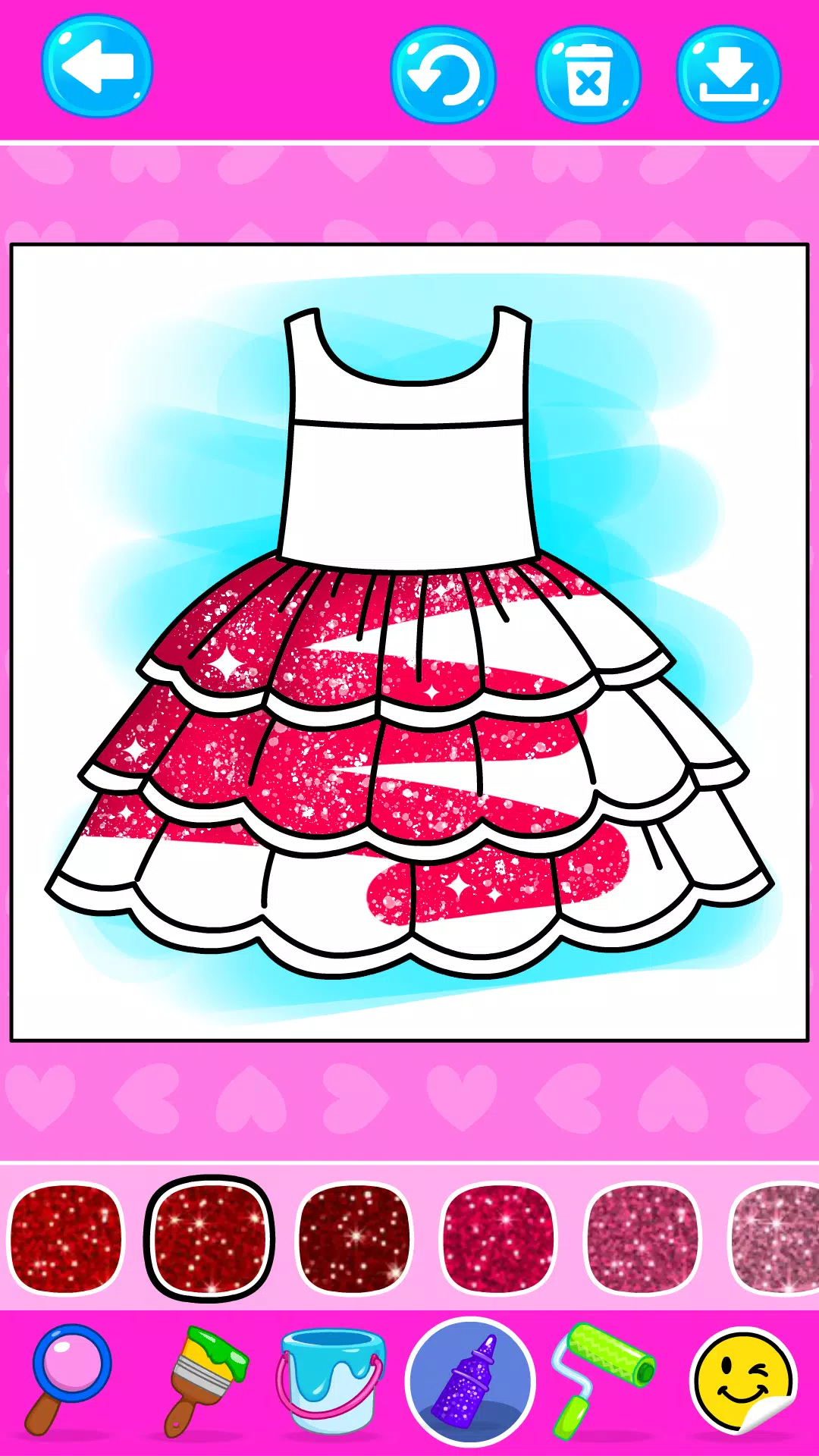 Girls Glitter Dress Coloring Captura de tela 1