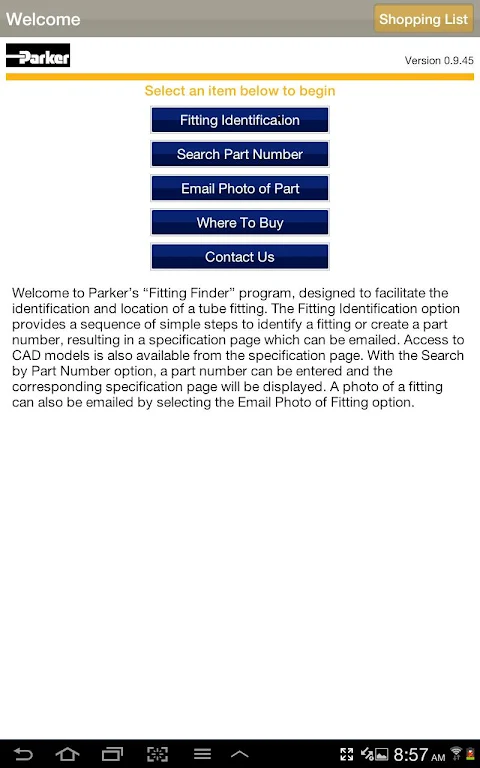 Schermata Fitting Finder 0