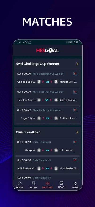HesGoal - Live Football TV HD स्क्रीनशॉट 1
