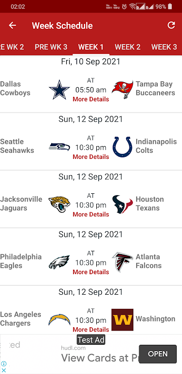 NFL 2024 Schedule Scores Capture d'écran 2