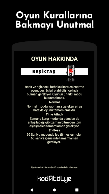 Beşiktaş Futbolcu Kart Eşleştirme Oyunu Capture d'écran 3