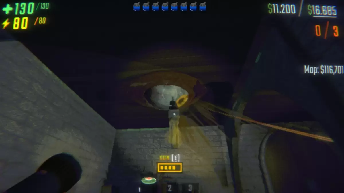 Pistool gericht op een repo peeper monster