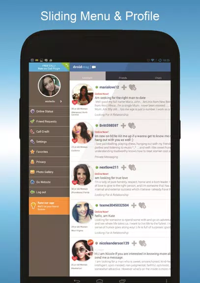 DroidMSG - Chat & Video Calls স্ক্রিনশট 1