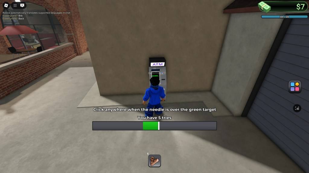 A player hacking an ATM in BlockSpin