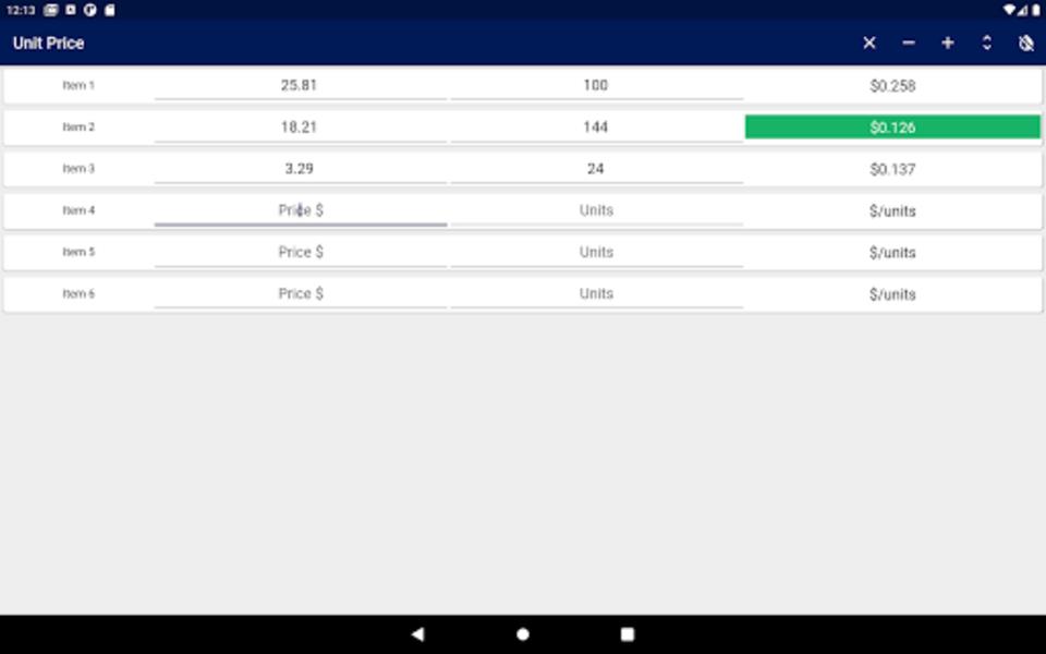 Unit Price Comparison Screenshot 0