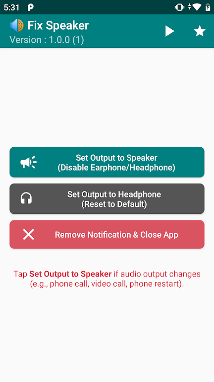 Fix Speaker - Disable Earphone应用截图第0张