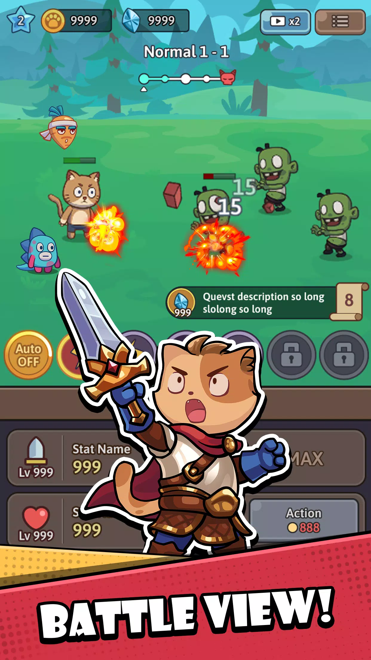 Cat Hero: Idle RPG War Captura de pantalla 0