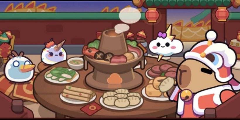 Capybara Go's Spring Festival: Lanterns, Fireworks, and Cute Lion Dance Costume