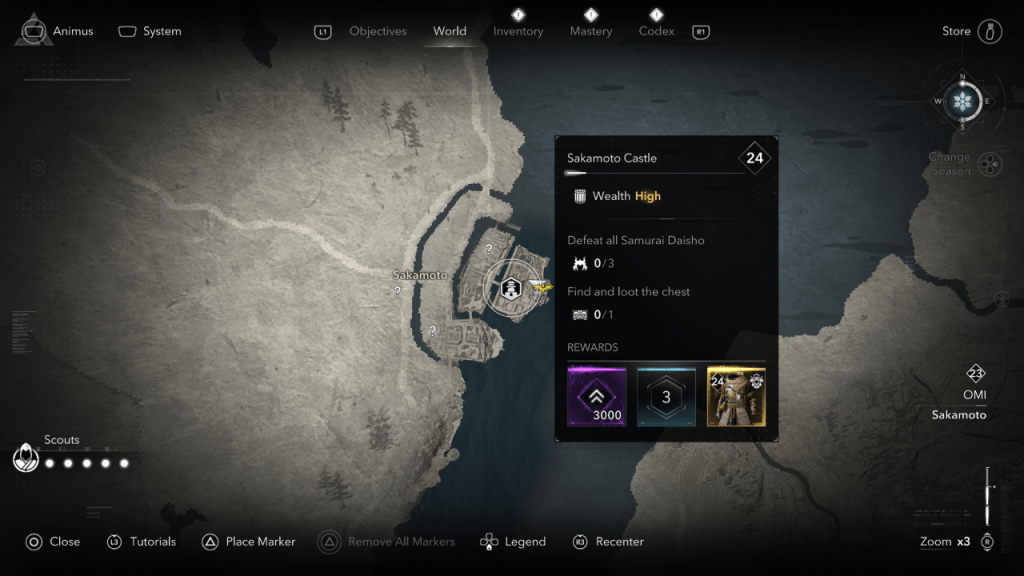 Sakamato Castle Awards 3.000 XP in Assassin's Creed Shadows